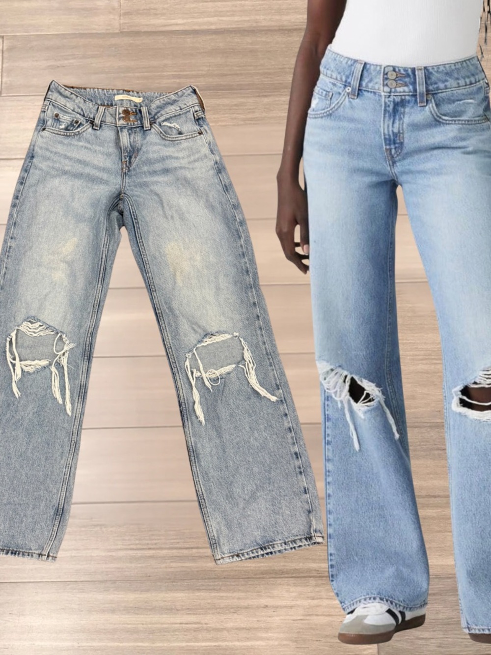 Levi's Light Blue Distressed Wide Leg Jeans 25/32